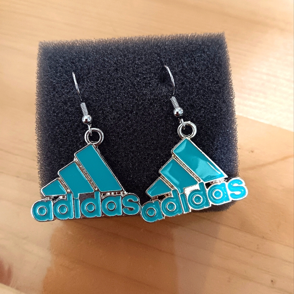 Adidas Teal Logo Earrings